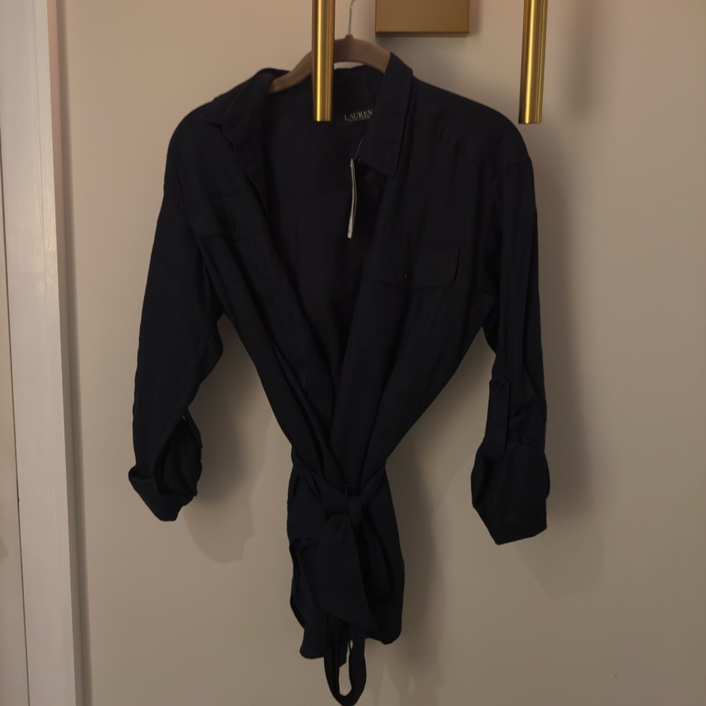 NEW with tags. Lauren Ralph Lauren Navy linen shirt